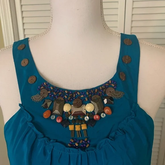 Anthropologie Moulinette Soeurs Silk Island Nightfall Blue Dress Size 8 - Picture 3 of 11